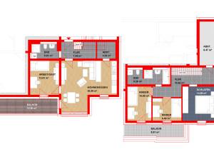 Grundriss // Maisonette-Wohnung Typ 2 // Neubau // 5. bis 6. Etage