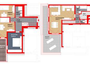 Grundriss // Maisonette-Wohnung Typ 1 // Neubau // 5. bis 6. Etage