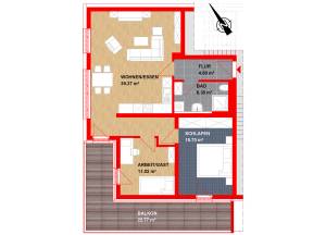 Grundriss // Wohnung im Neubau // 3-Raum-Wohnung // 1x verfügbar // 1. Etage