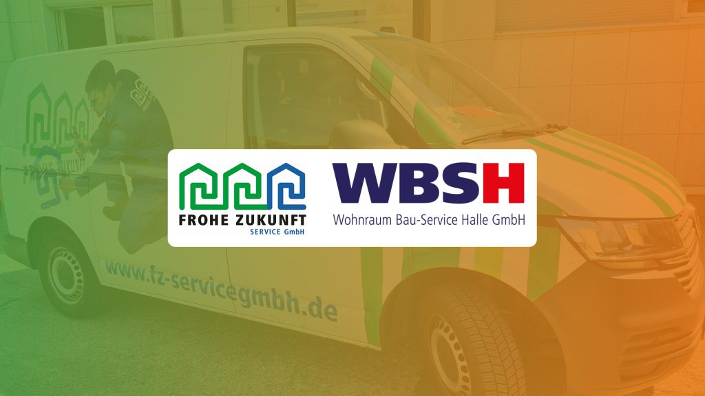 Logos der FROHE ZUKUNFT Service GmbH und WBSH Wohnraum Bau-Service Halle GmbH